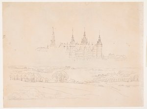 Studie till Glyptoteks "Höstlandskap. Frederiksborgs slott i mitten" av Christen Købke