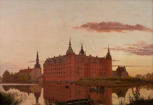 Frederiksborgs slott sett från Jægerbakken, Kväll