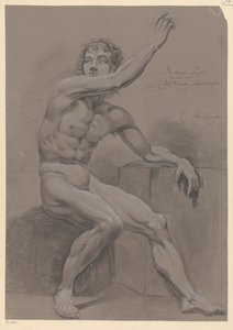 Sittande manlig naken, sedd från sidan (3:e pris 1796)