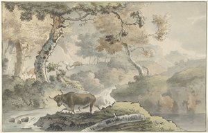 Skogslandskap med tjur