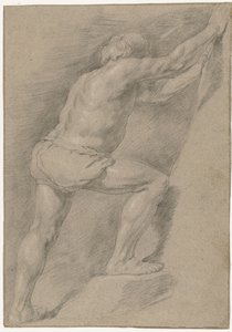 Studie av en naken man med ett upphöjt ben av Christiaen Gillisz. van Couwenberg (attributed to)