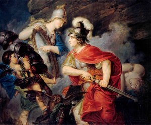 Allegori över Fredrik II av Preussen, känd som den store (1712-1786) i Persee (början på sjuåriga kriget