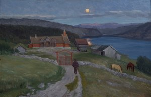 Äntligen kom han till en stor gård (olja på duk)