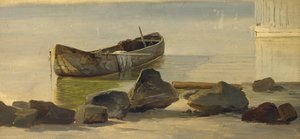 A Dugout on Starnberger Lake, 1845 (olja på papper monterad på kort)