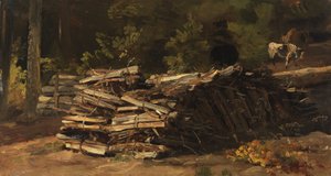 Tyska: Holzstoß am Waldrand Träpåle vid skogsbrynet