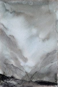 Misted Valley, 2015 (akvarell på papper) av Christian Furr