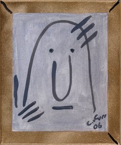 Påminner mig om min egen existens II 2006 (olja och guldspray på duk) av Christian Furr