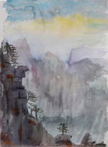 Vandringar över himlen - PaiyunTing, 2015 (akvarell på papper) av Christian Furr