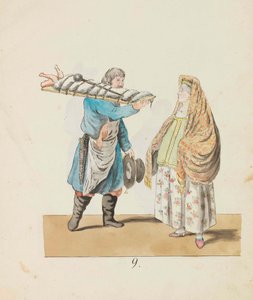Slaktare med gris på brädan och köpman Ur serien St. Petersburg..., 1799.