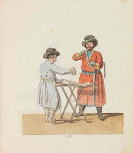 Kissel-försäljare och herrgårdskusk Från serien The St. Petersburg Peddlers, 1799.