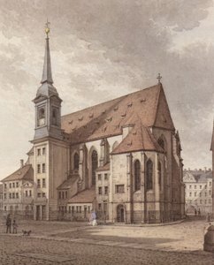 Akvarell av Sophienkirche i Dresden av Christian Gottlob Hammer