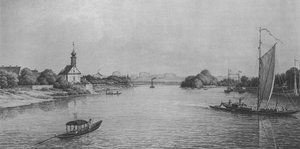 Kyrkan Maria am Wasser nära Dresden omkring 1850