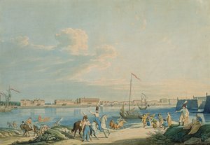 Marmorpalatset och norra sidan av Peter och Paul-fästningen i S:t Petersburg (gravyr med wc)