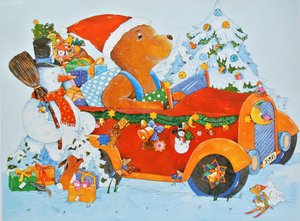 Adventskalender Björn, 2009 (akvarell på papper)