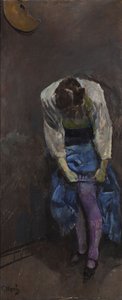 Flicka som binder sitt strumpeband av Christian Krohg