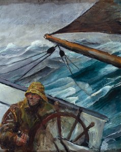 Kompis vid rodret (olja på duk) av Christian Krohg
