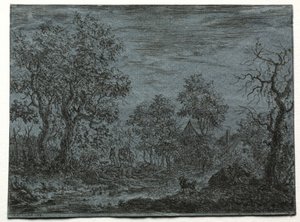 En liten flod i förgrunden med en ko och en get, 1744. av Christian Ludwig von Hagedorn
