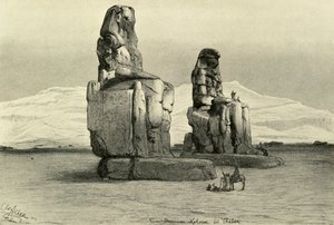 Kolosser av Memnon i Thebe, Egypten, 1898. av Christian Wilhelm Allers