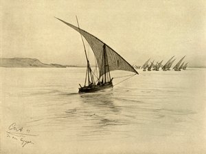 Feluccas vid Nilen, Kairo, Egypten, 1898. av Christian Wilhelm Allers