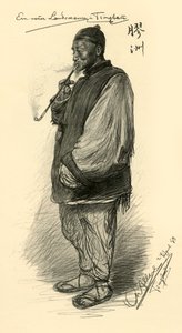 Man röker pipa, Tsingtao, Kina, 1898. av Christian Wilhelm Allers