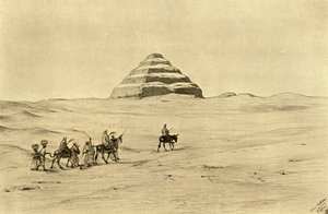 Pyramid of Djoser i Saqqara, nära Kairo, Egypten, 1898. av Christian Wilhelm Allers