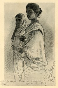 Rosama och Sandenam, tamilska flickor, Kandy, Ceylon, 1898.