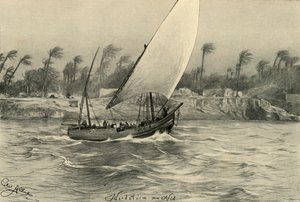 Storm från norr på Nilen, Egypten, 1898. av Christian Wilhelm Allers