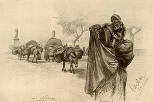 Kvinna och barn nära Kobri el Gezira-bron, Kairo, 1898. av Christian Wilhelm Allers
