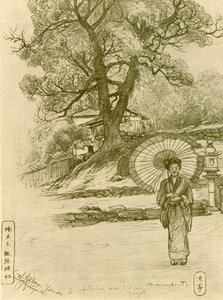 Kvinna med parasoll, Nagasaki, Japan, 1898. av Christian Wilhelm Allers