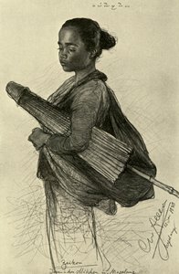 Ung kvinna med parasoll, Magalang, Java, 1898. av Christian Wilhelm Allers