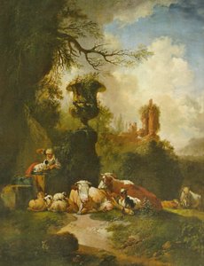 Bukoliskt landskap med urna av Christian Wilhelm Ernst Dietrich