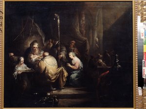 ""Omskärelsen"" (Omskärelse) Målning av Christian Wilhelm Ernst Dietrich (1712-1774) 1763 Statens konstmuseum Tula Ryssland av Christian Wilhelm Ernst Dietrich