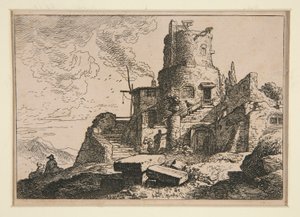 Landskap med torn av Christian Wilhelm Ernst Dietrich