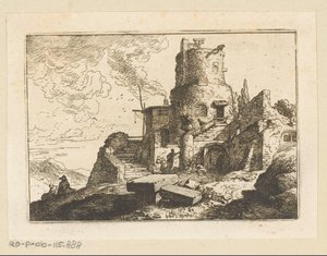 Landskap med vakttorn av Christian Wilhelm Ernst Dietrich