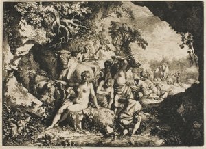 Nymfer som badar nära en grotta av Christian Wilhelm Ernst Dietrich