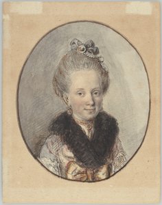 Porträtt av en ung kvinna med pälskrage av Christian Wilhelm Ernst Dietrich
