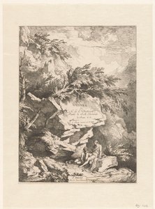 Stenlandskap med två figurer vilande på en sten Oeuvre av C. G. E. Dietrich (serietitel) Oeuvre de C. G. E. Dietrich, Peintre de S. A. Electorale de Saxe (...) (serietitel på objekt)