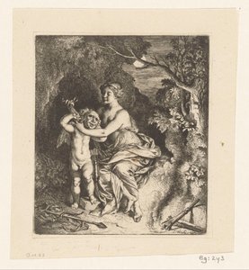 Venus lägger en mask på Amor av Christian Wilhelm Ernst Dietrich