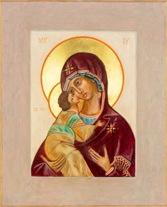 Madonna och barn Icon, 2012 (äggtempera på trä, bladguld)