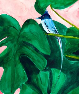 Tropisk fågel – Monstera-blad av Christine Lindstrom