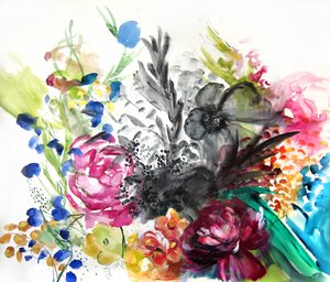 Färgsprakande blomsterbukett av Christine Lindstrom
