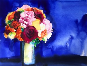 Färgsprakande blomsterbukett av Christine Lindstrom