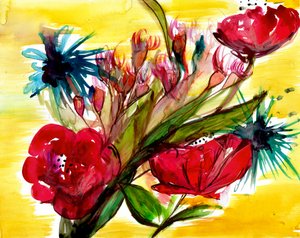 Färgsprakande blomsterbukett av Christine Lindstrom