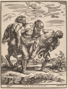 Silenus Ackompanjerad av en Satyr och en Faun av Christoffel Jegher after Sir Peter Paul Rubens