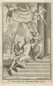 Apollo med porträtt av Caspar Brandt Titelsida för: K. Brandt, Poëzy, 1705 av Christoffel Lubienitzki