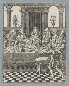 Vasti högtid, Ahasveros hustru av Christoffel van Sichem (II)