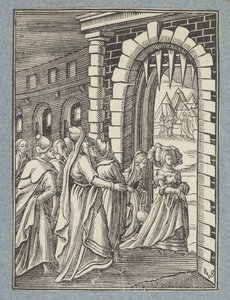 Judith och hennes tjänarinna på väg till Holofernes av Christoffel van Sichem (II)