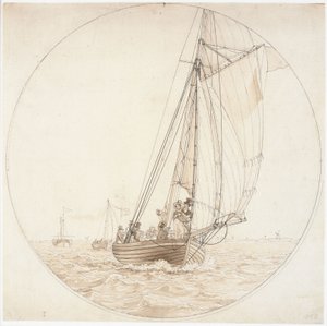 Danska: En resa till Charlottenlund. Ångaren Caledonia möter en fritidsbåt En resa till Charlottenlund av Christoffer Wilhelm Eckersberg