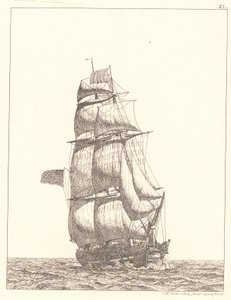 Dansk:  En nordamerikansk brigg av Christoffer Wilhelm Eckersberg