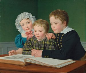 Porträtt av C.F. Holms barn. Adam Vilhelm, Pauline Frederikke och Johan Chr. Julius av Christoffer Wilhelm Eckersberg